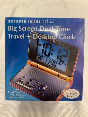 Sharper Image Blue Travel & Desktop Dual Time Clock